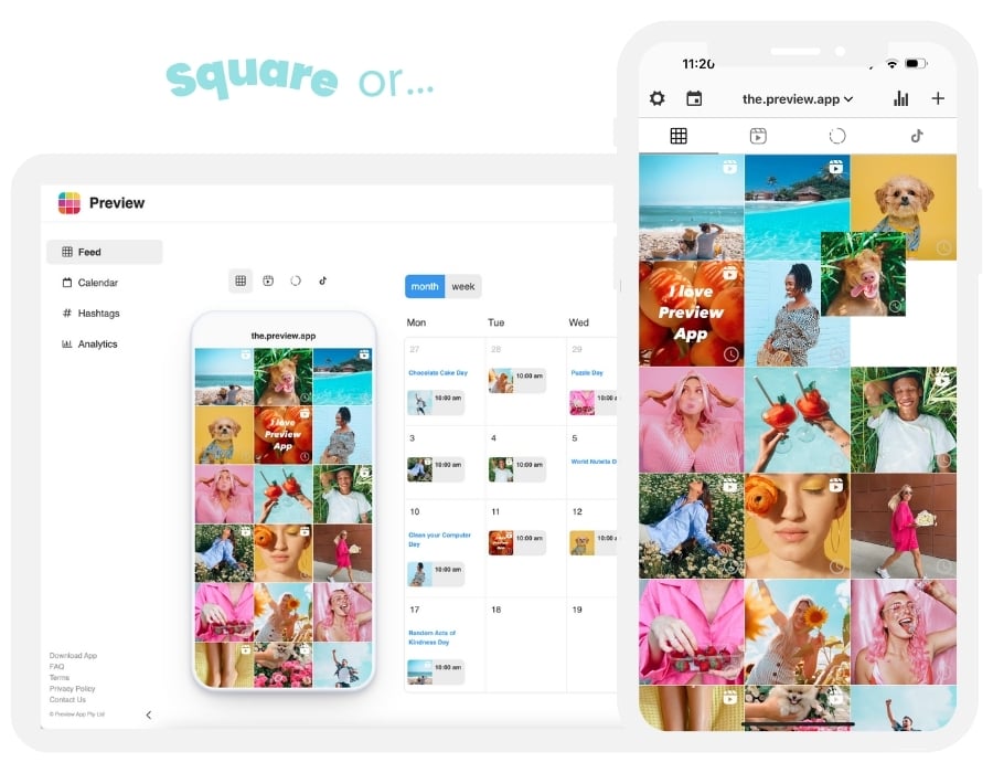 Tampilan aplikasi feed Instagram: Preview