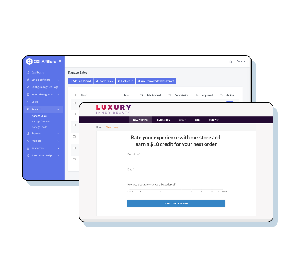 . You can create and customise these rewards and referrals programs in OSI Affiliate.
