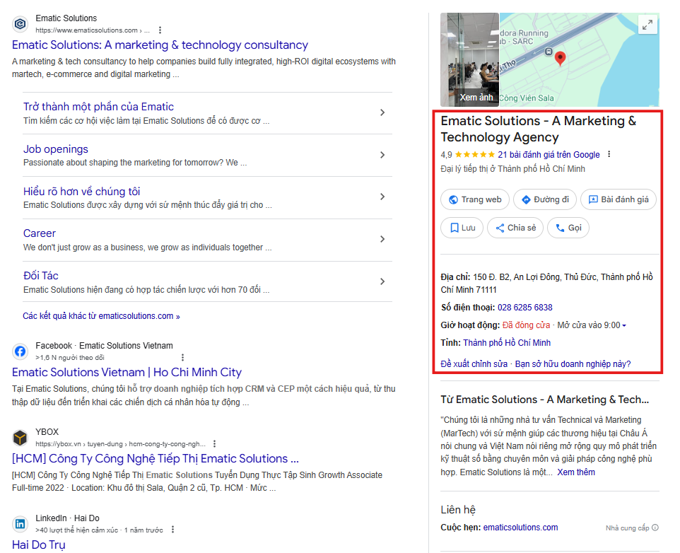 NAP của công ty Ematic Solutions