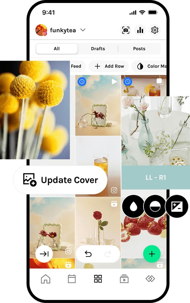 Tampilan aplikasi feed Instagram: Unun